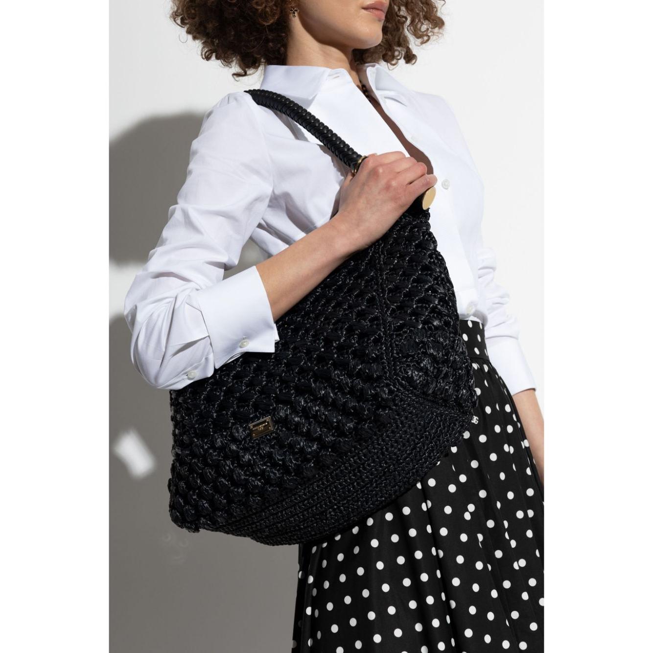 Dolce & Gabbana logo-plaque tote bag women Black Handbag Dolce & Gabbana Light Gray