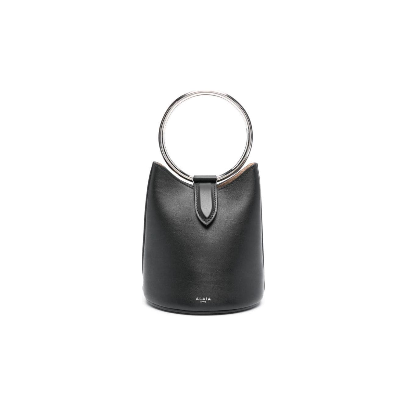 Alaia Mini Ring Bucket Black Leather Bag Shoulder Alaia Dark Slate Gray