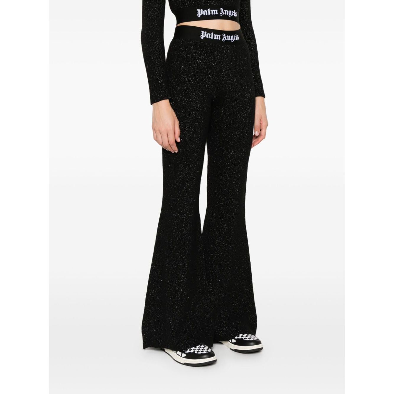 Palm Angels Trousers Black Trousers Palm Angels White Smoke