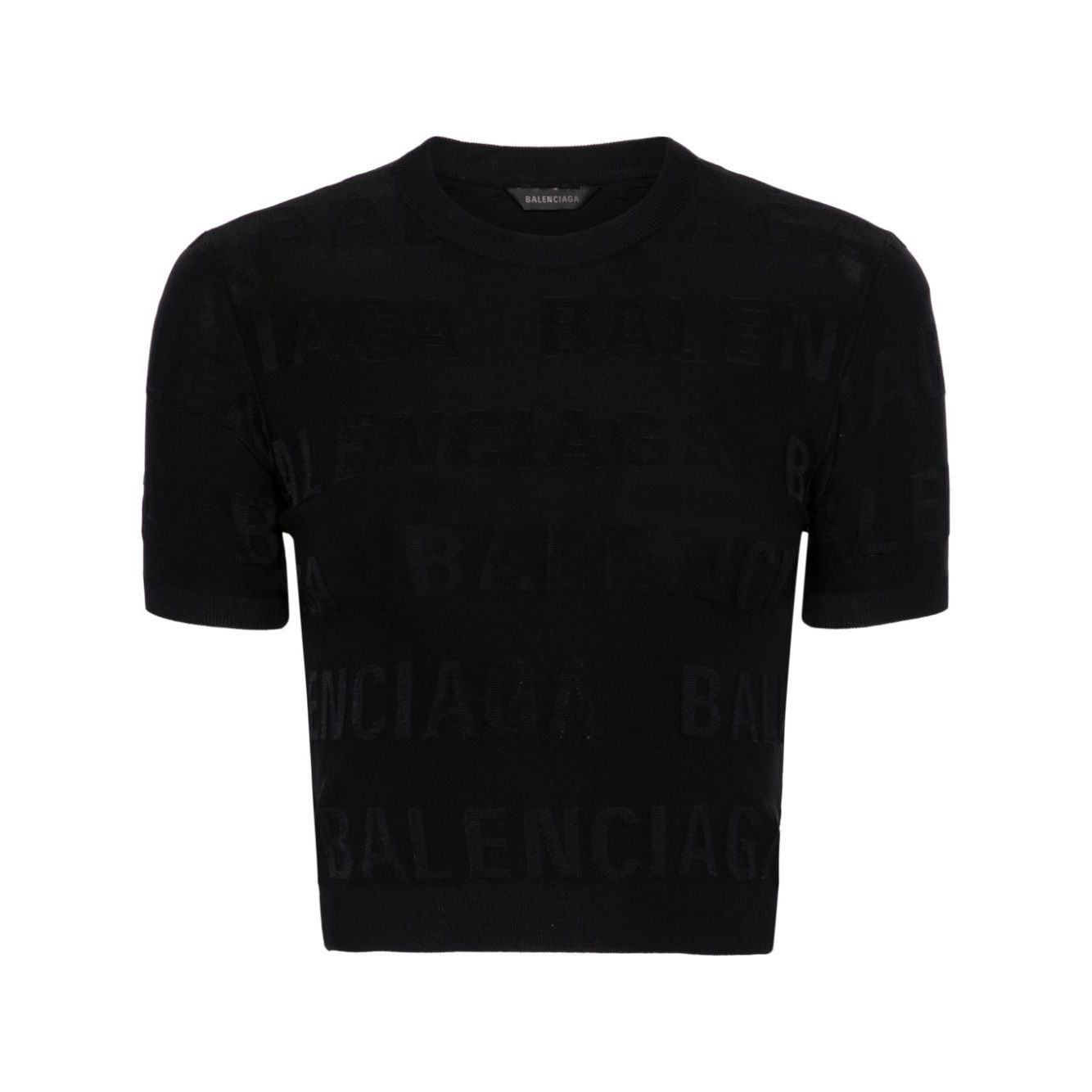 Balenciaga jacquard logo crop top Topwear Balenciaga Black