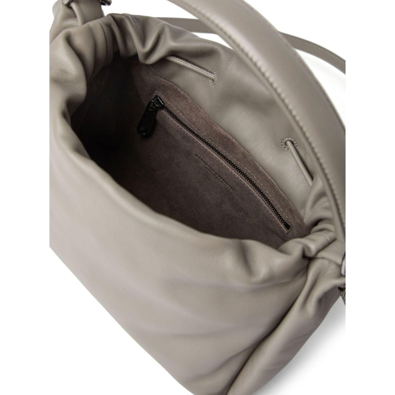 Brunello Cucinelli Small Mellow Leather Bucket Bag in Grey Handbag Brunello Cucinelli Rosy Brown