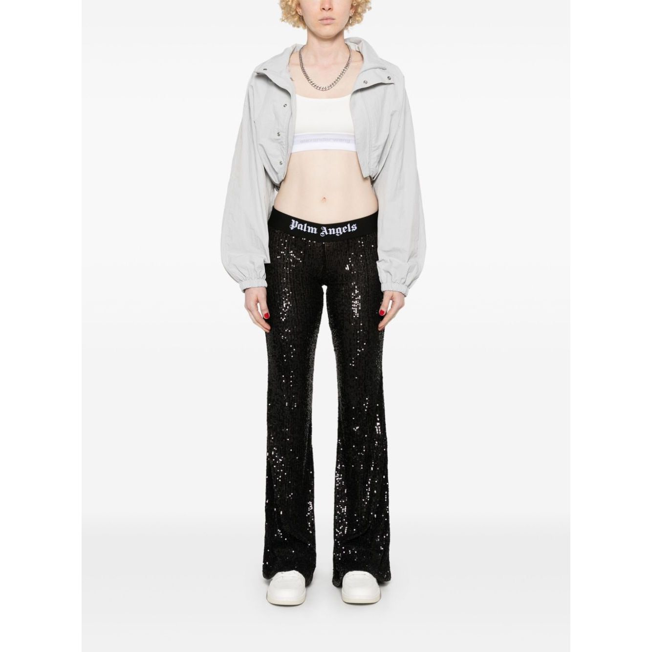 Palm Angels Trousers Black Trousers Palm Angels White Smoke
