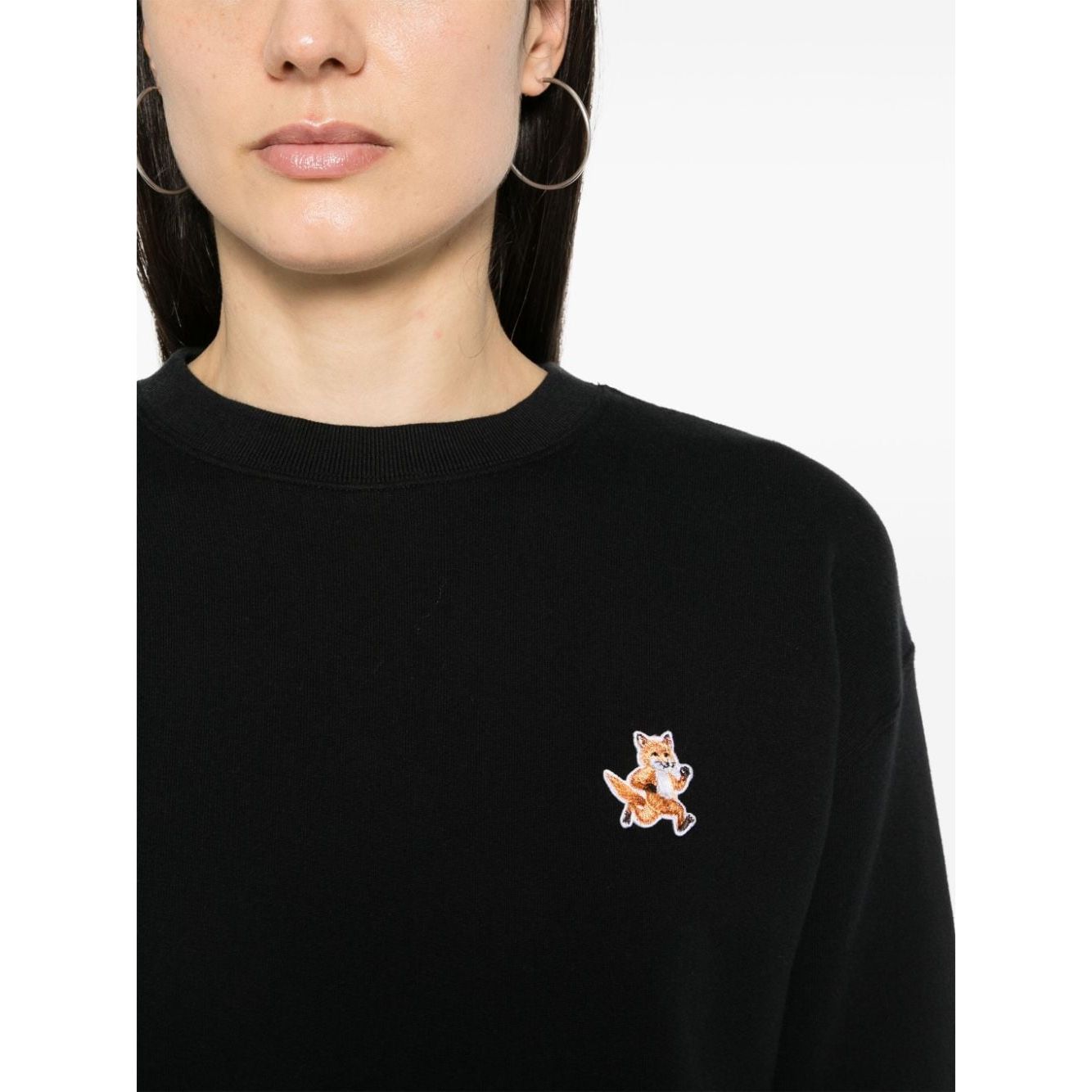 Maison Kitsune fox pattern cotton sweatshirt Topwear Maison Kitsune Black