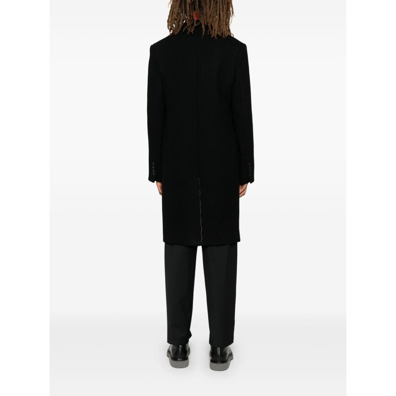 Ami Paris Virgin Wool Men Coats Black Jackets Ami Paris White Smoke