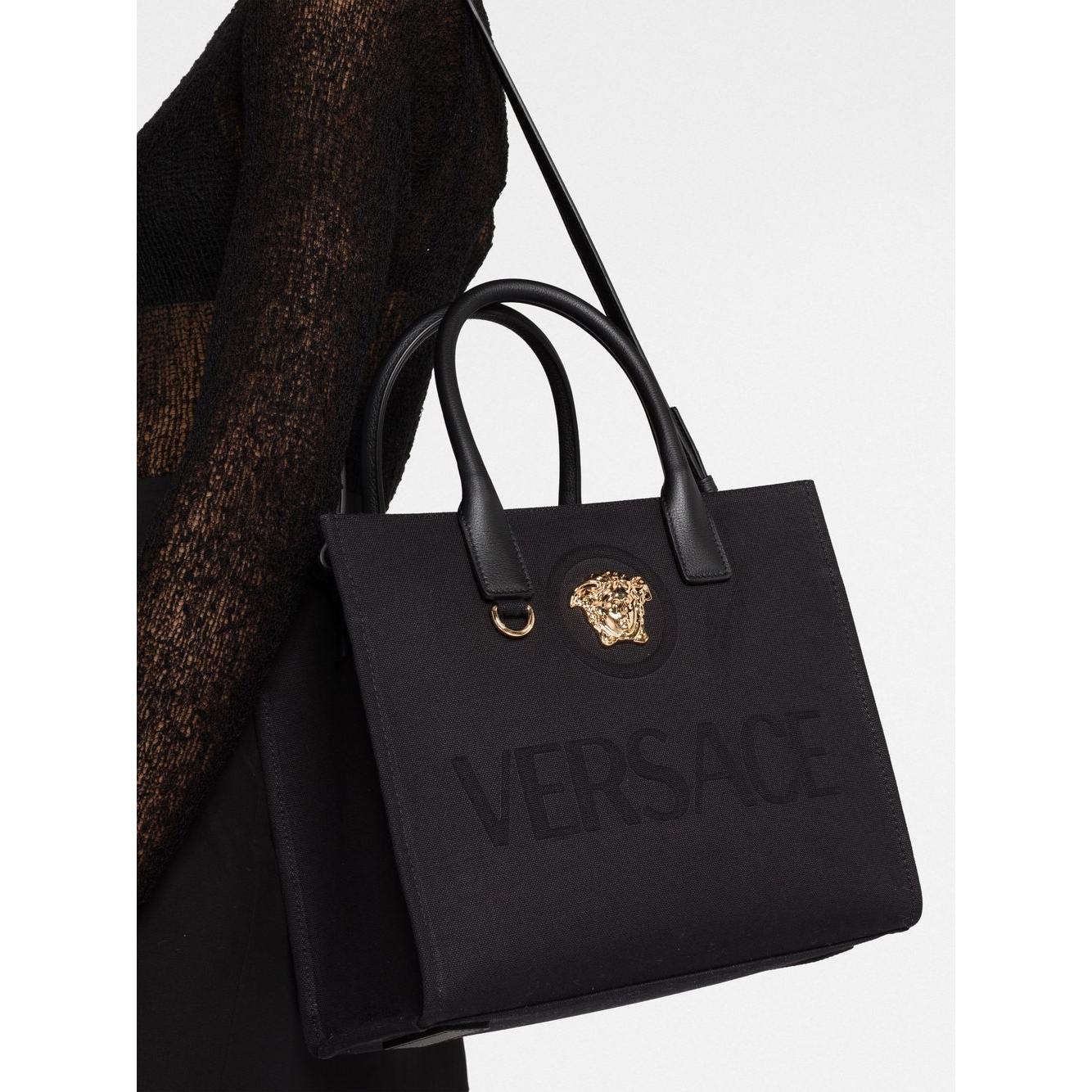 Versace small La Medusa canvas handbag Shopper Versace Black