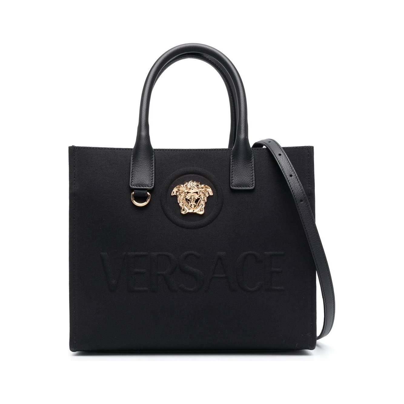 Versace small La Medusa canvas handbag Shopper Versace Black