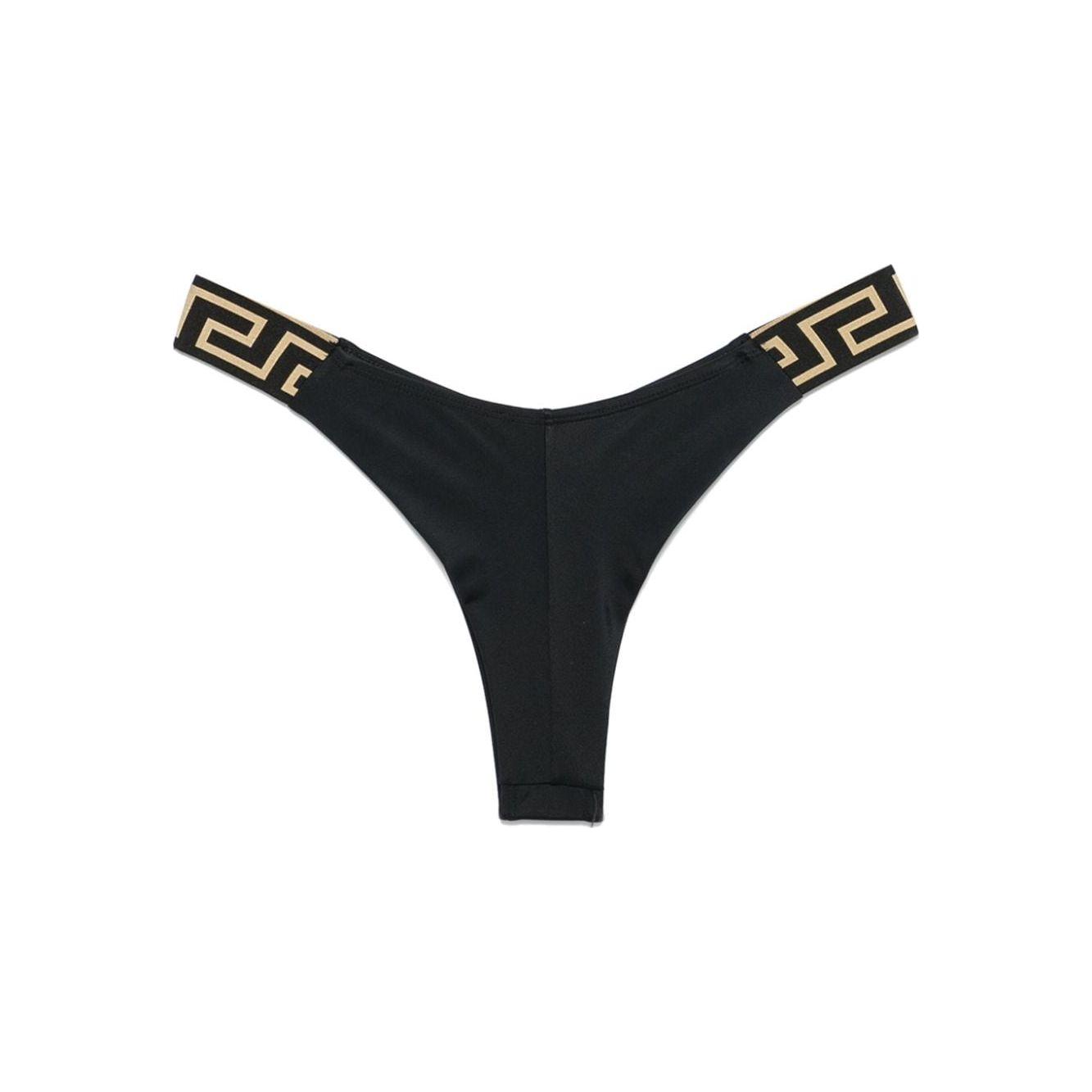Versace Bikini bottoms with Greca detail Beachwear & underwear Versace Dark Slate Gray
