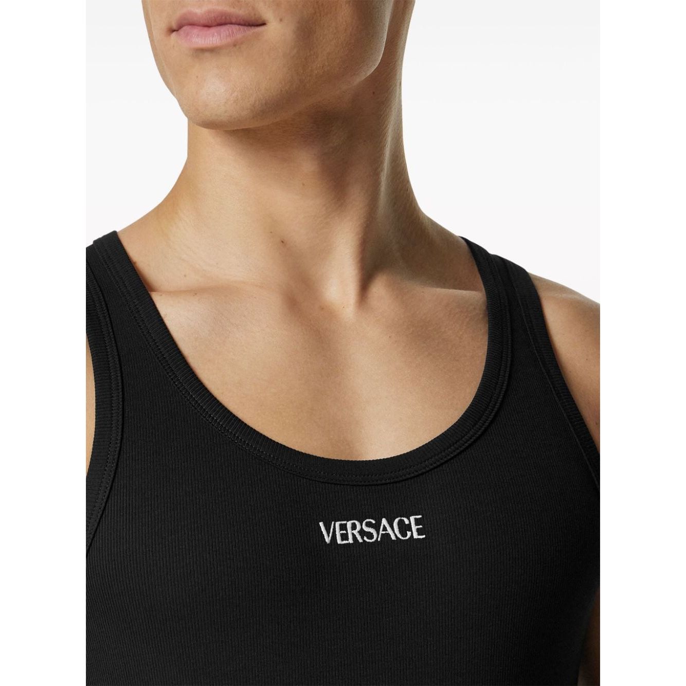 Versace Ribbed top with embroidery Topwear Versace Light Gray