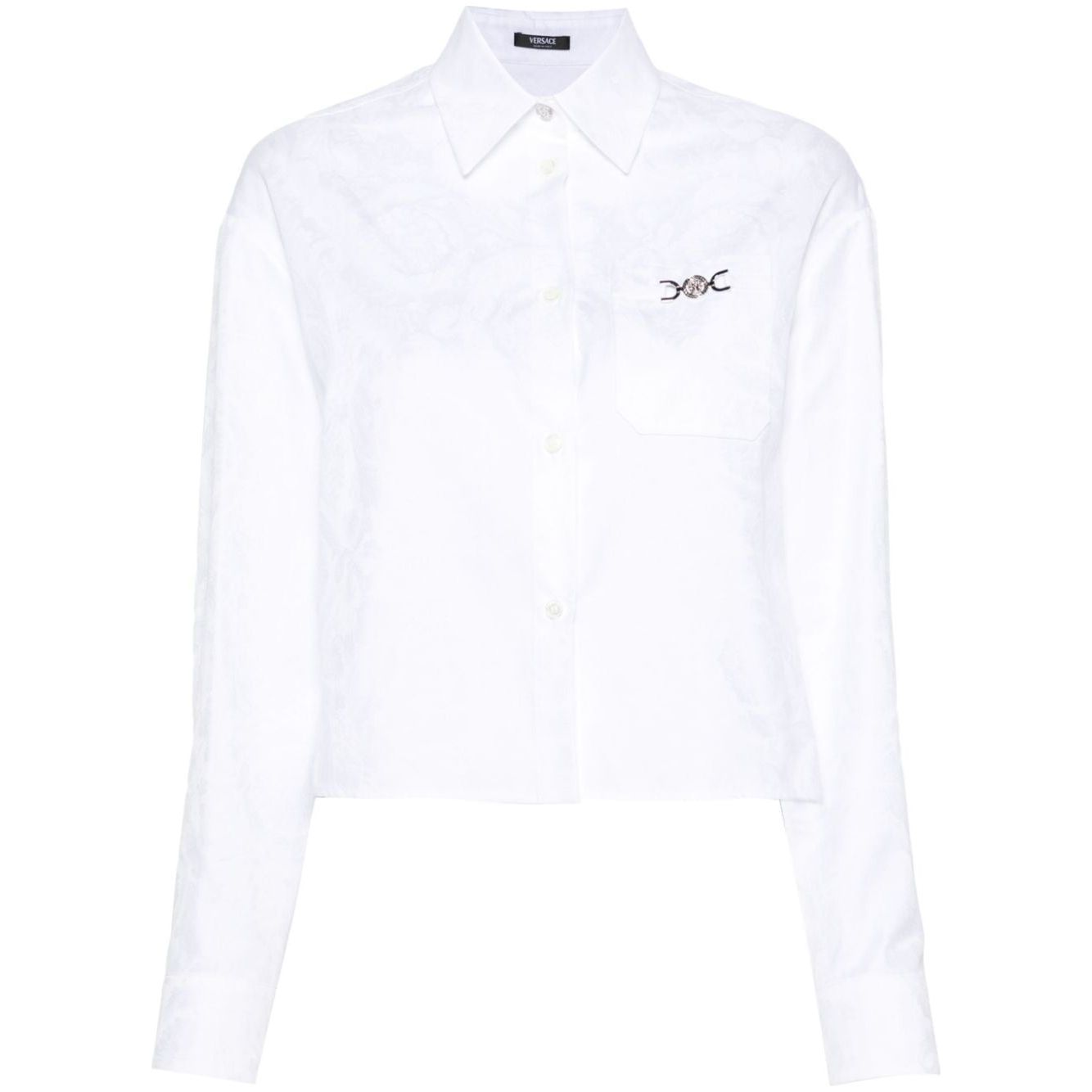 Versace Baroque jacquard crop shirt Shirts Versace White Smoke