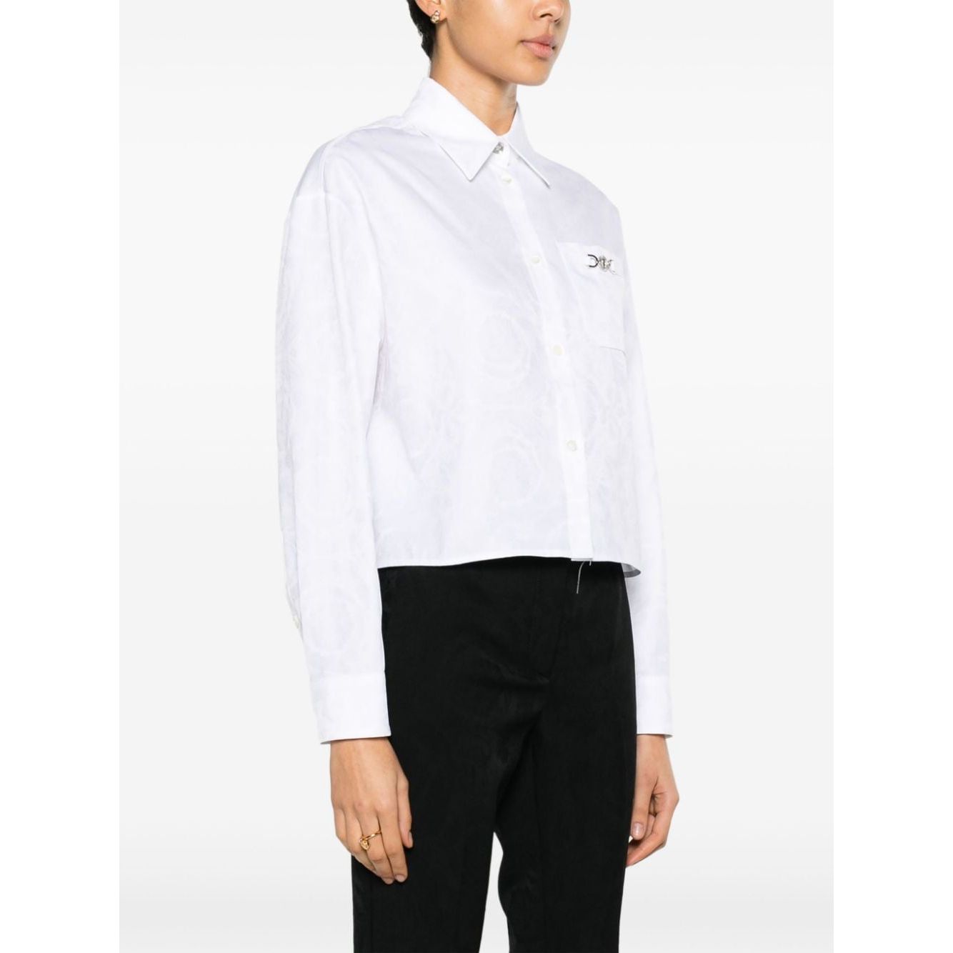 Versace Baroque jacquard crop shirt Shirts Versace White Smoke