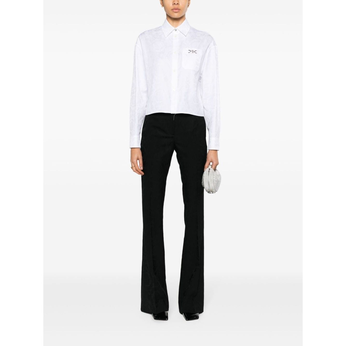 Versace Baroque jacquard crop shirt Shirts Versace White Smoke