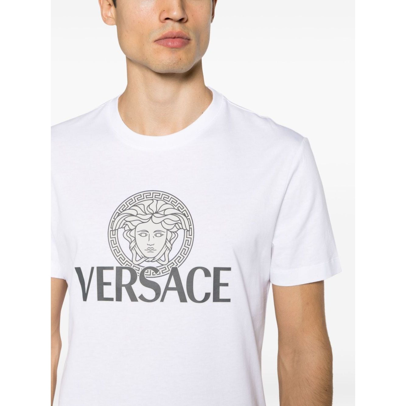 Versace Medusa logo-print T-shirt Topwear Versace White Smoke