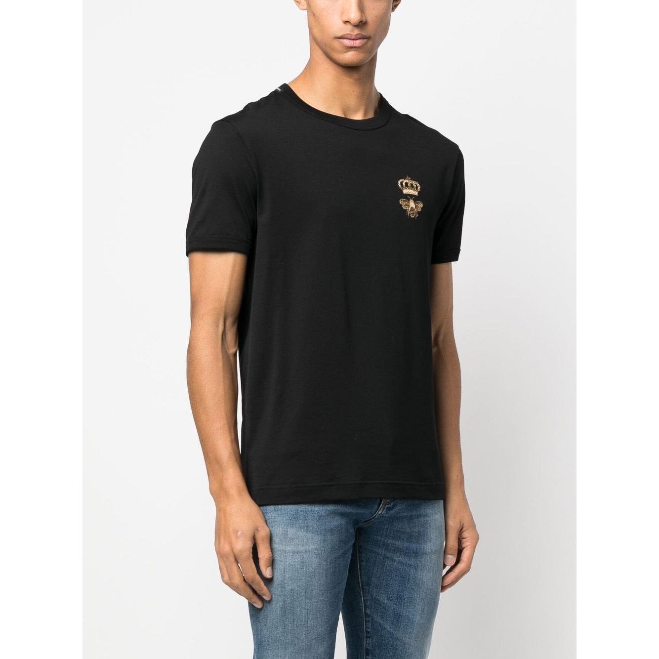 Dolce & Gabbana Cotton T-shirt with embroidery Topwear Dolce & Gabbana Beige