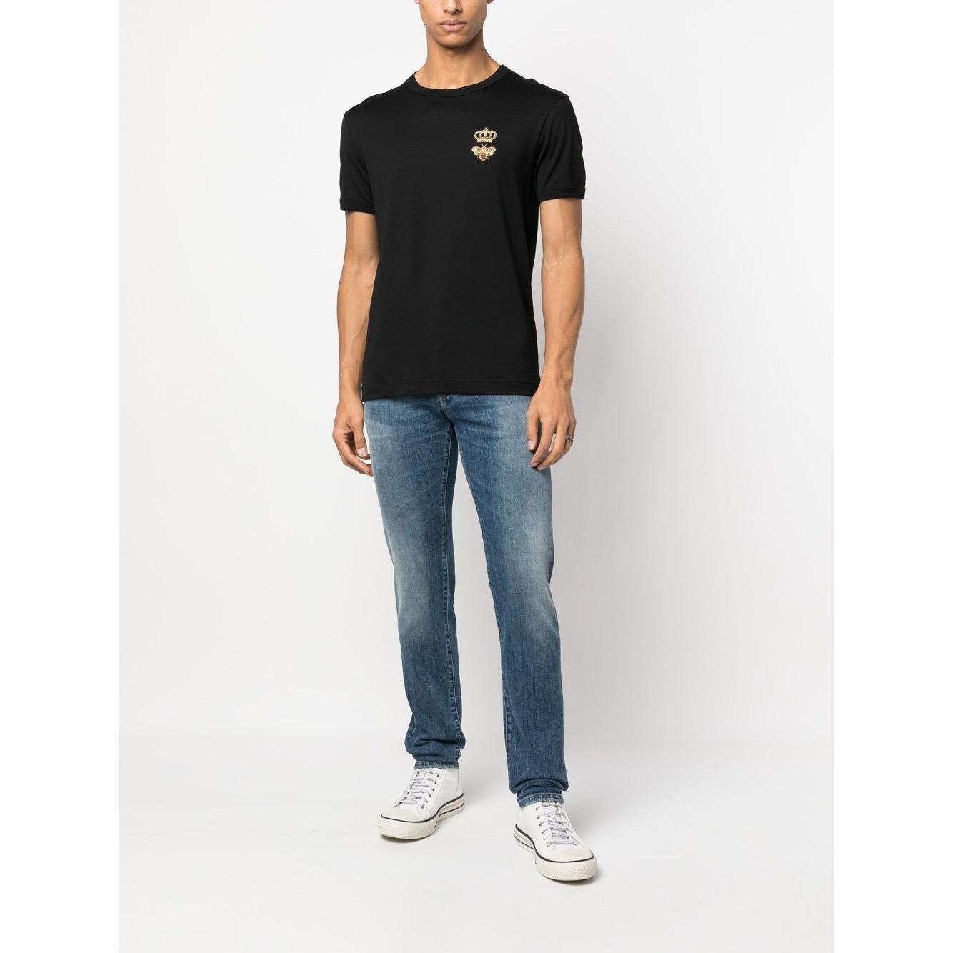 Dolce & Gabbana Cotton T-shirt with embroidery Topwear Dolce & Gabbana Lavender