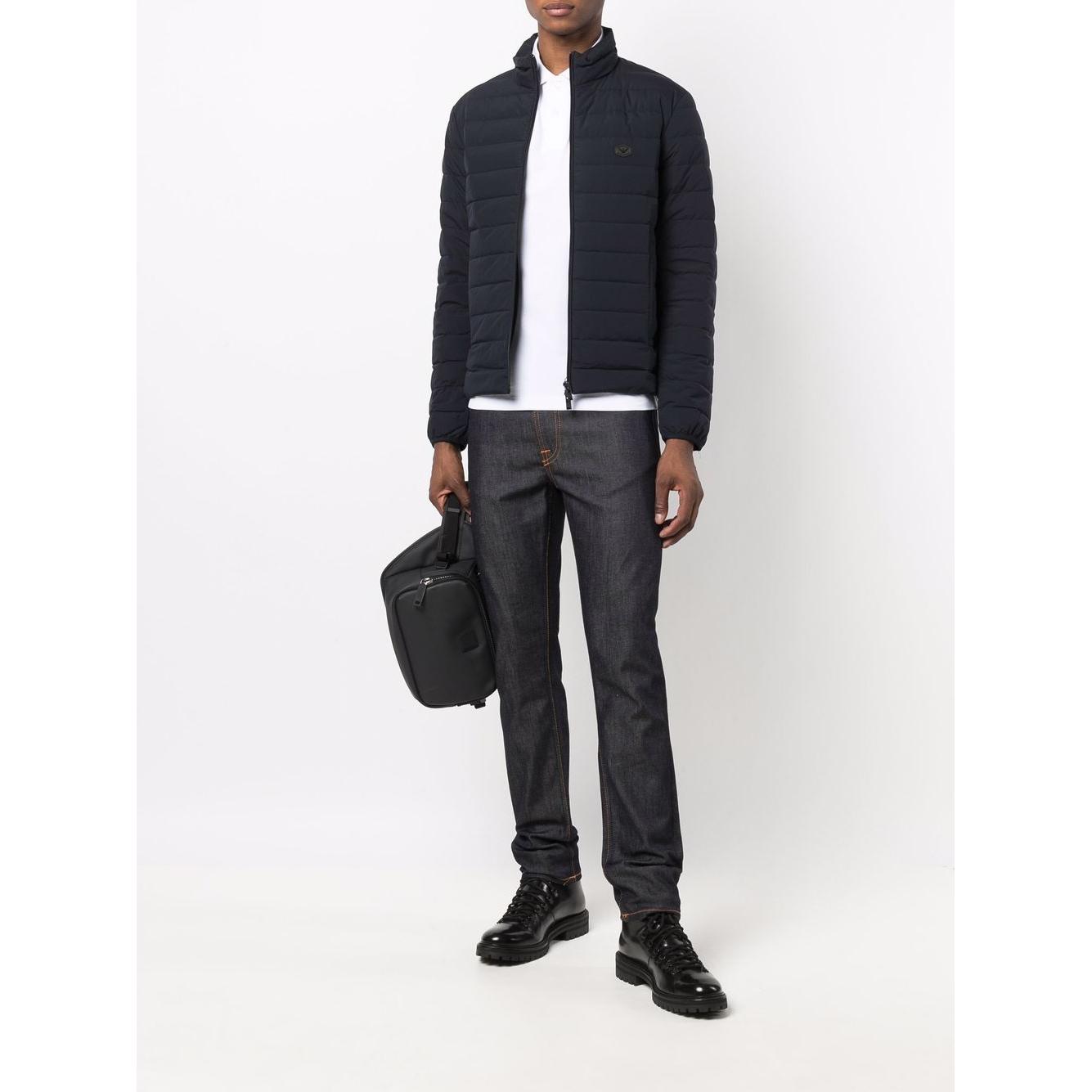 Emporio Armani Navy blue feather down padded logo-patch jacket Jackets Emporio Armani Dark Slate Gray