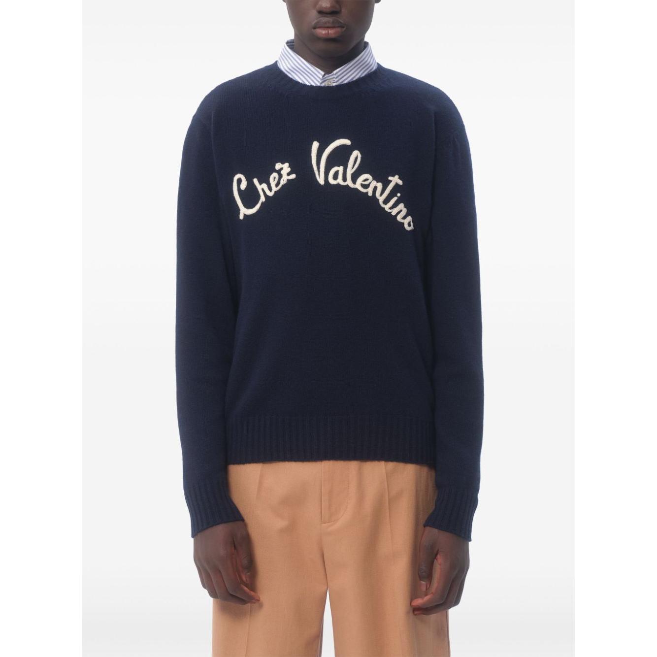 Valentino Sweaters Blue Topwear Valentino White Smoke