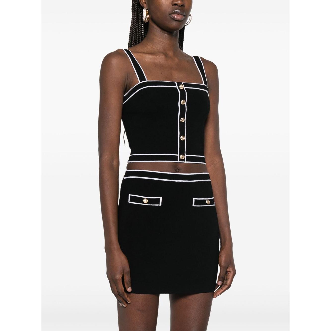 Alice + Olivia Top Black Topwear Alice + Olivia White Smoke