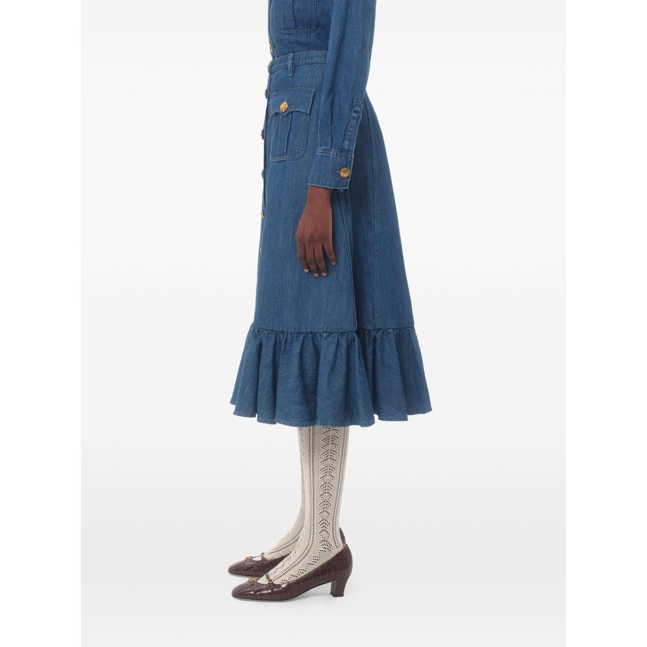 Valentino Denim Midi Skirt Skirts Valentino Dark Slate Gray