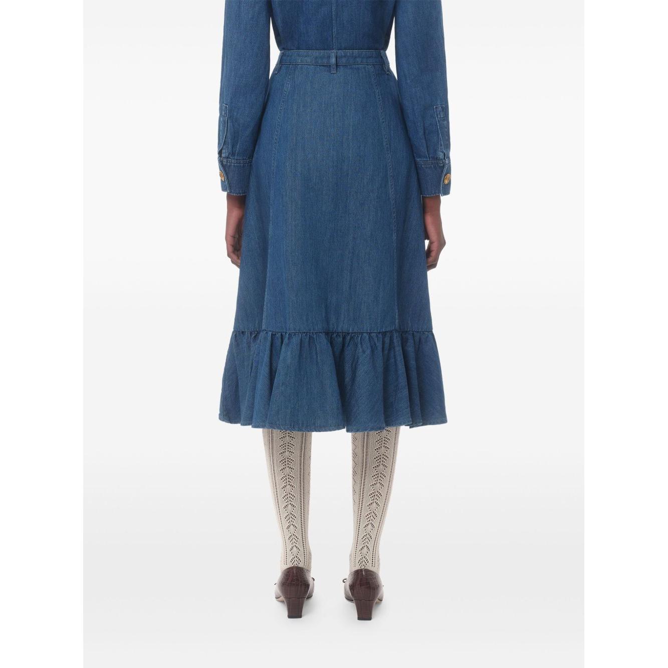 Valentino Denim Midi Skirt Skirts Valentino White Smoke
