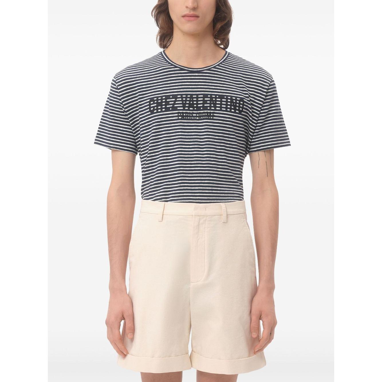 Valentino Chez Valentino striped jersey T-shirt Topwear Valentino Antique White