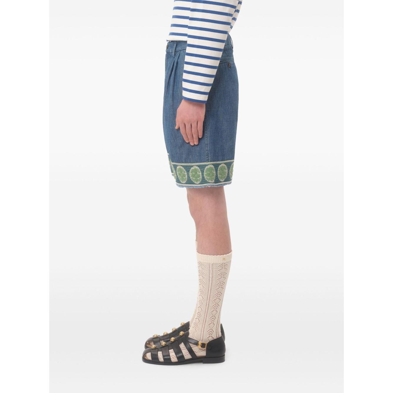 Valentino denim bermuda shorts with jacquard hem Short trousers Valentino White Smoke