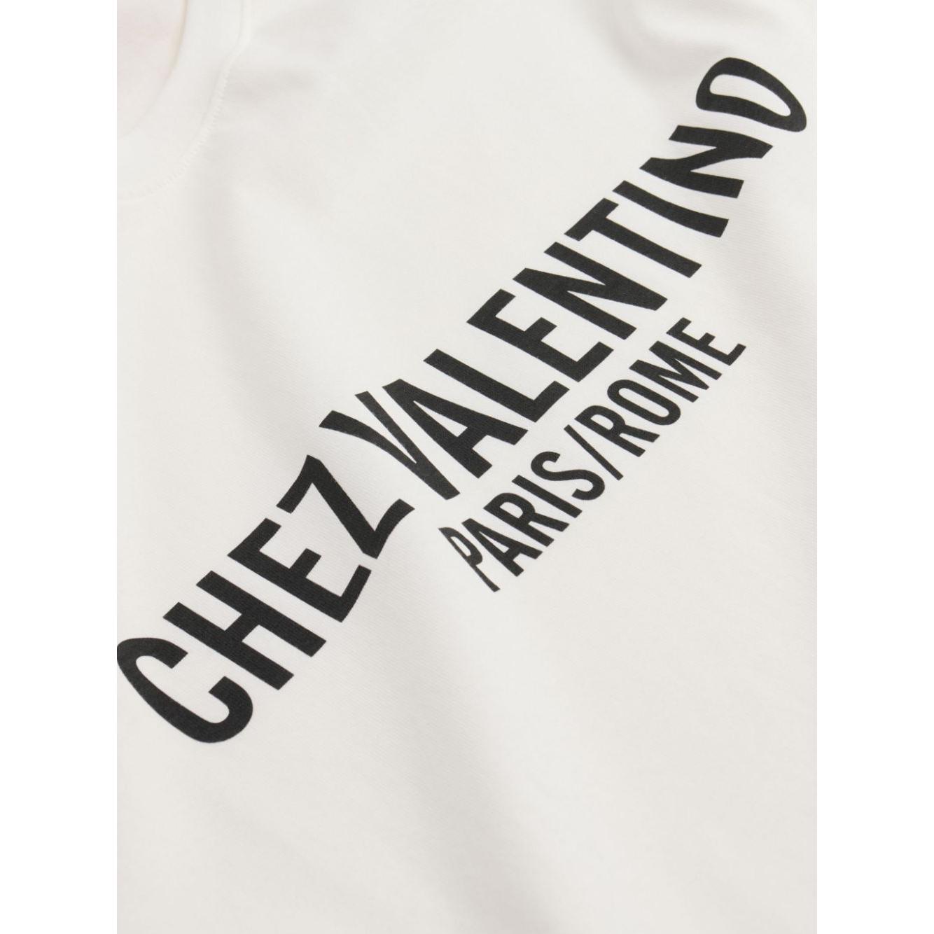 Valentino Chez Valentino-Print T-shirt Topwear Valentino Antique White