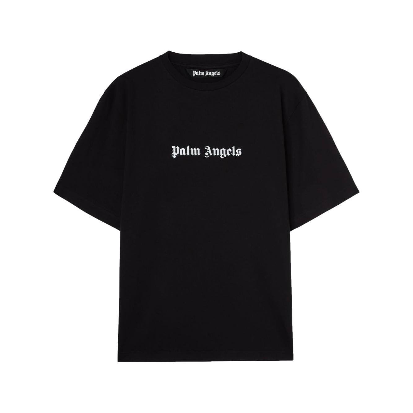 Palm Angels logo print cotton T-shirt Topwear Palm Angels Black