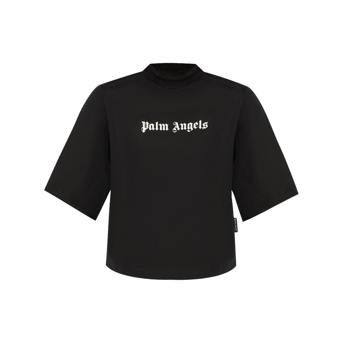Palm Angels crop T-shirt with logo Topwear Palm Angels Black