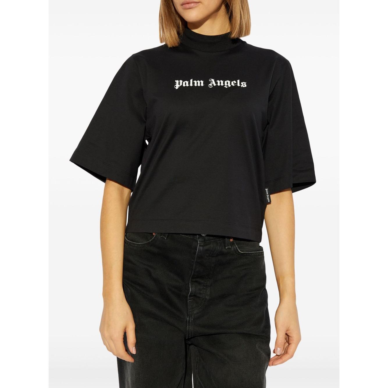 Palm Angels crop T-shirt with logo Topwear Palm Angels Antique White