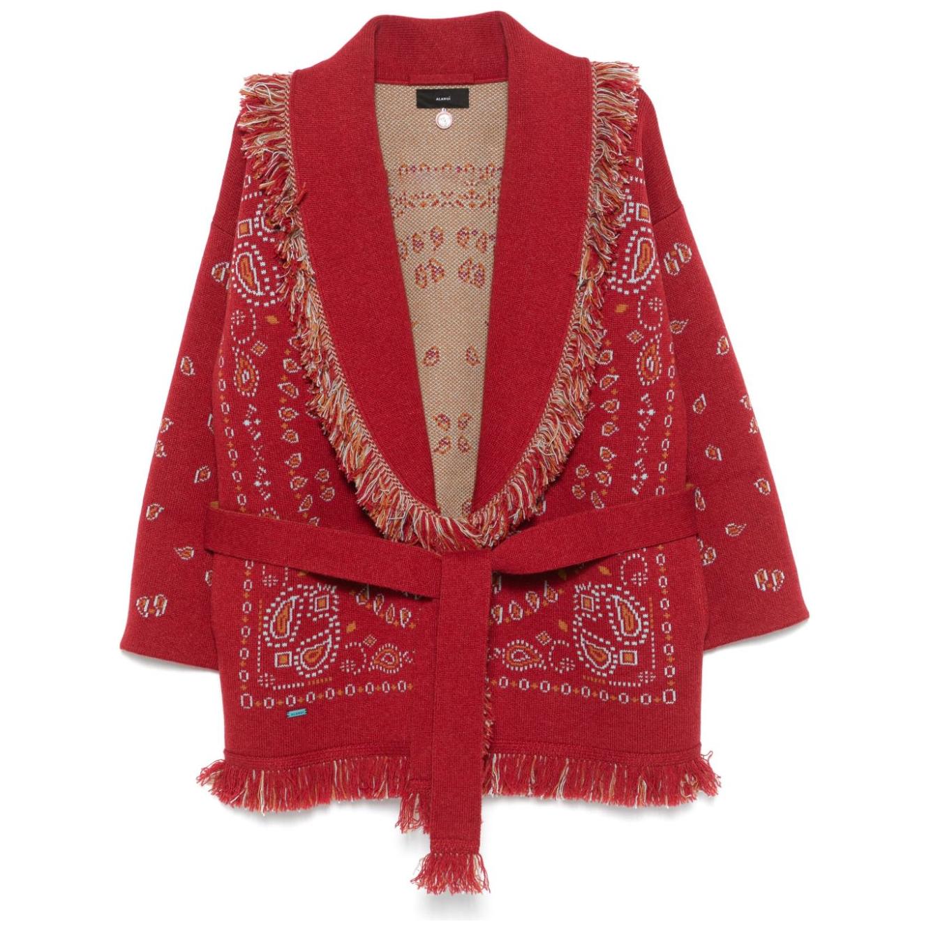 Alanui fringe-detail cashmere cardigan Topwear Alanui Brown