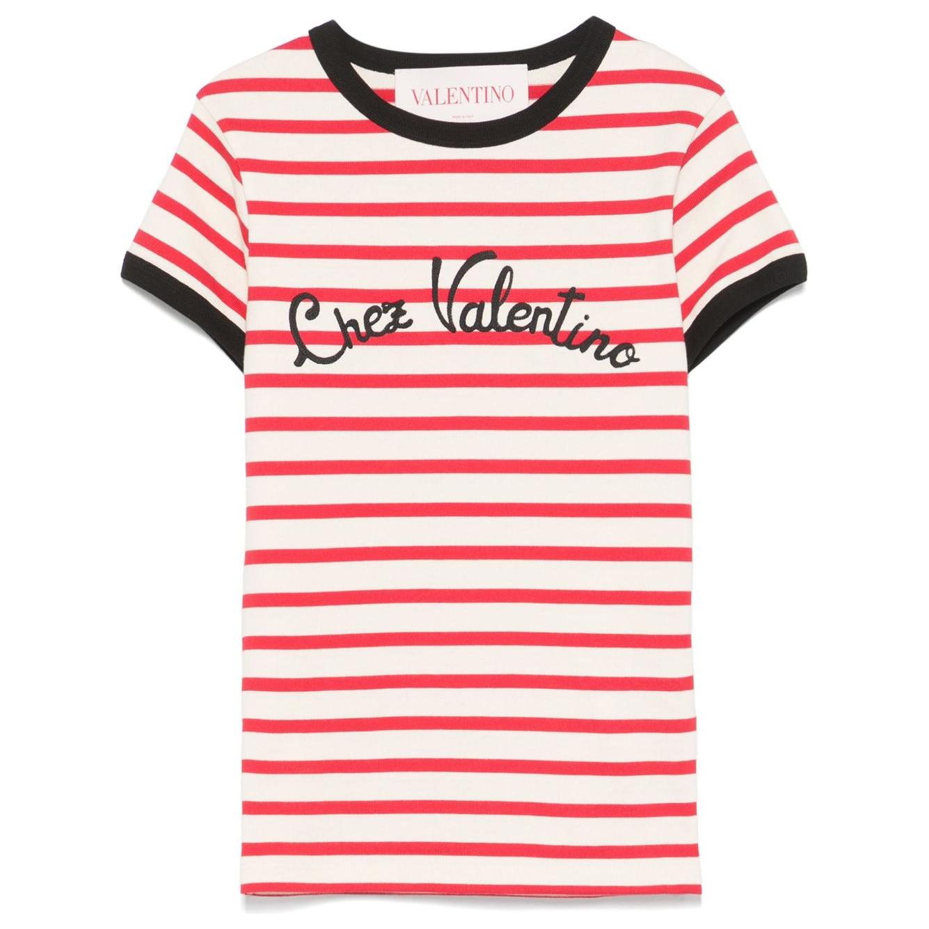 Valentino striped T-shirt Topwear Valentino Misty Rose