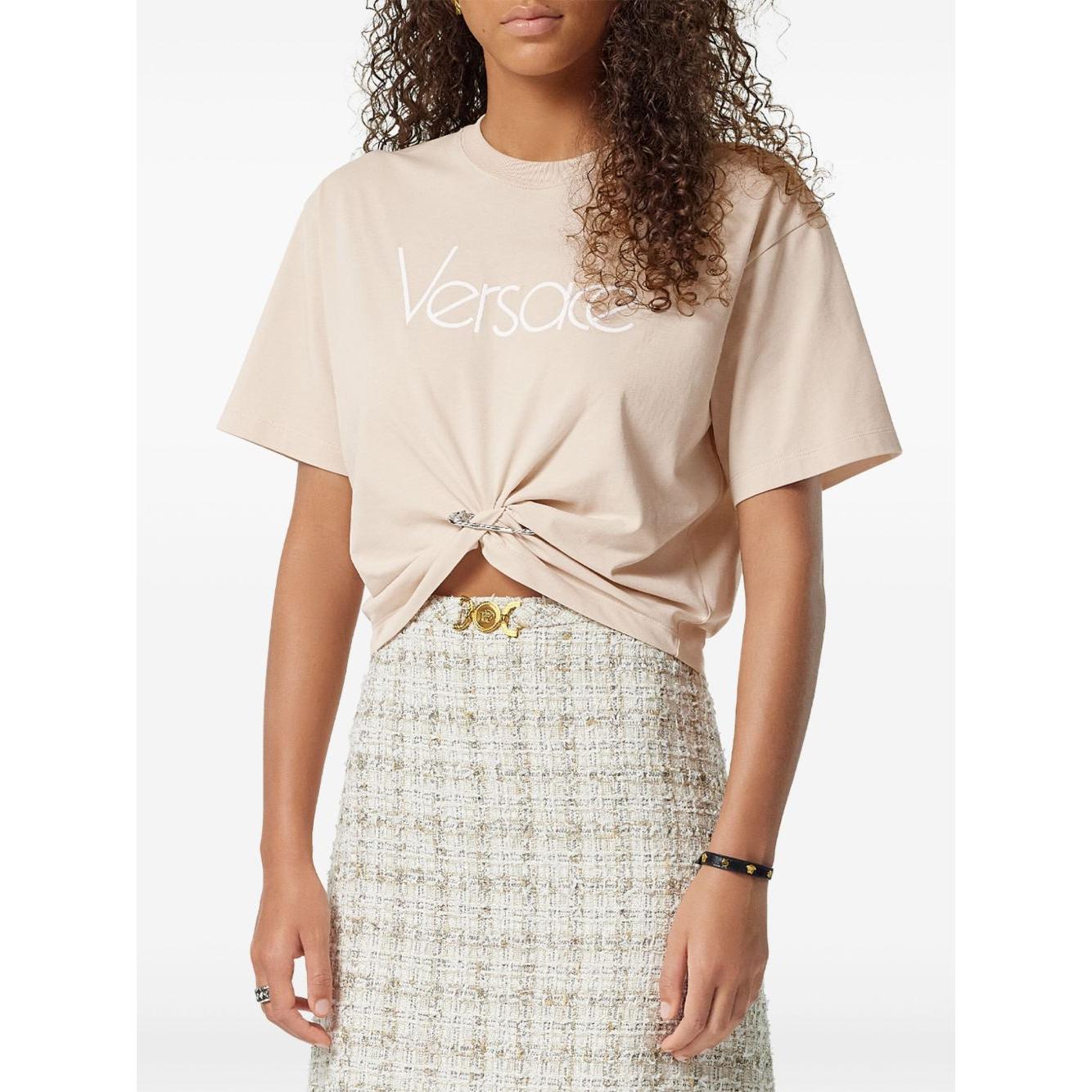 Versace 1978 Re-Edition Logo Safety Pin Short T-Shirt Topwear Versace Antique White