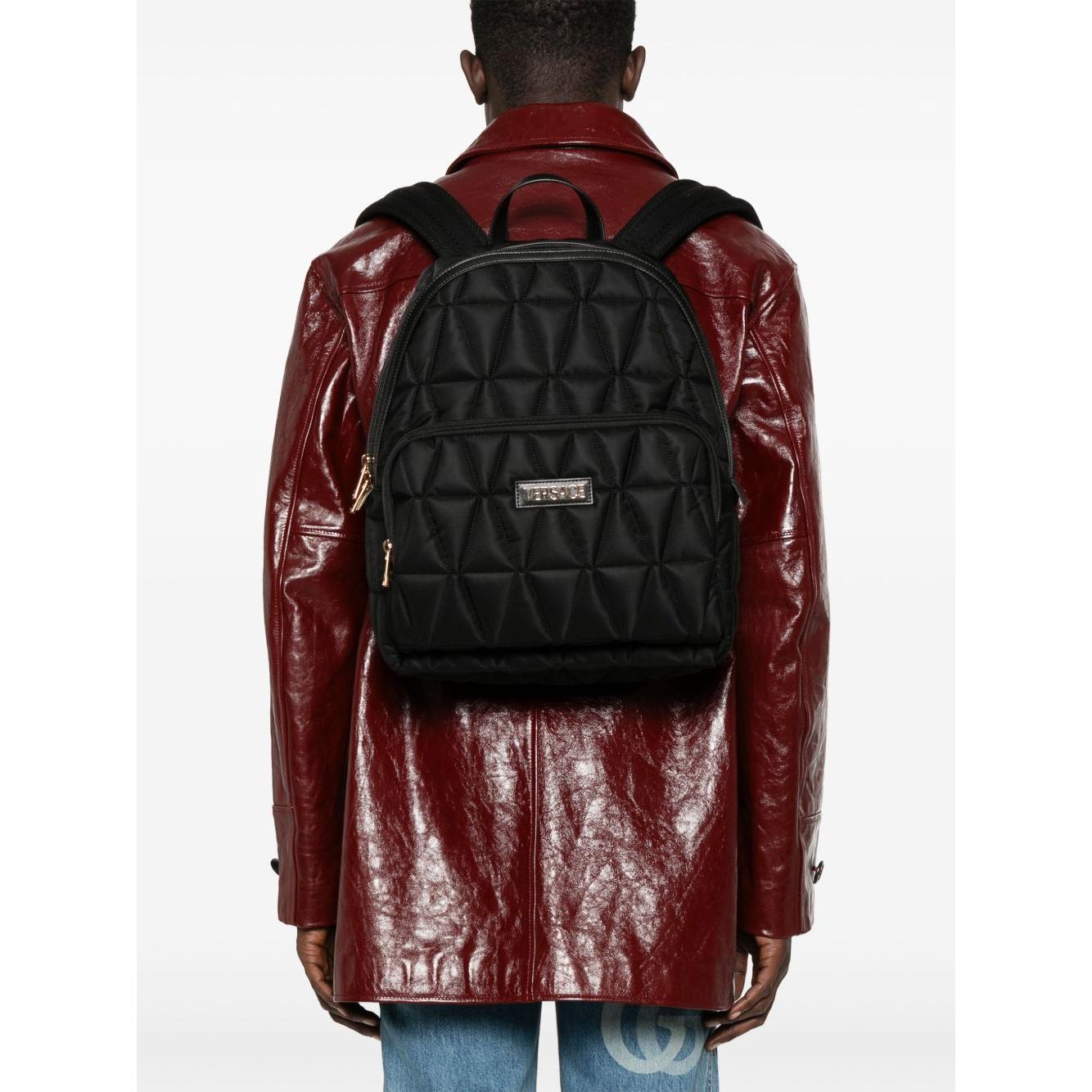 Versace logo-lettering backpack Backpacks Versace Saddle Brown