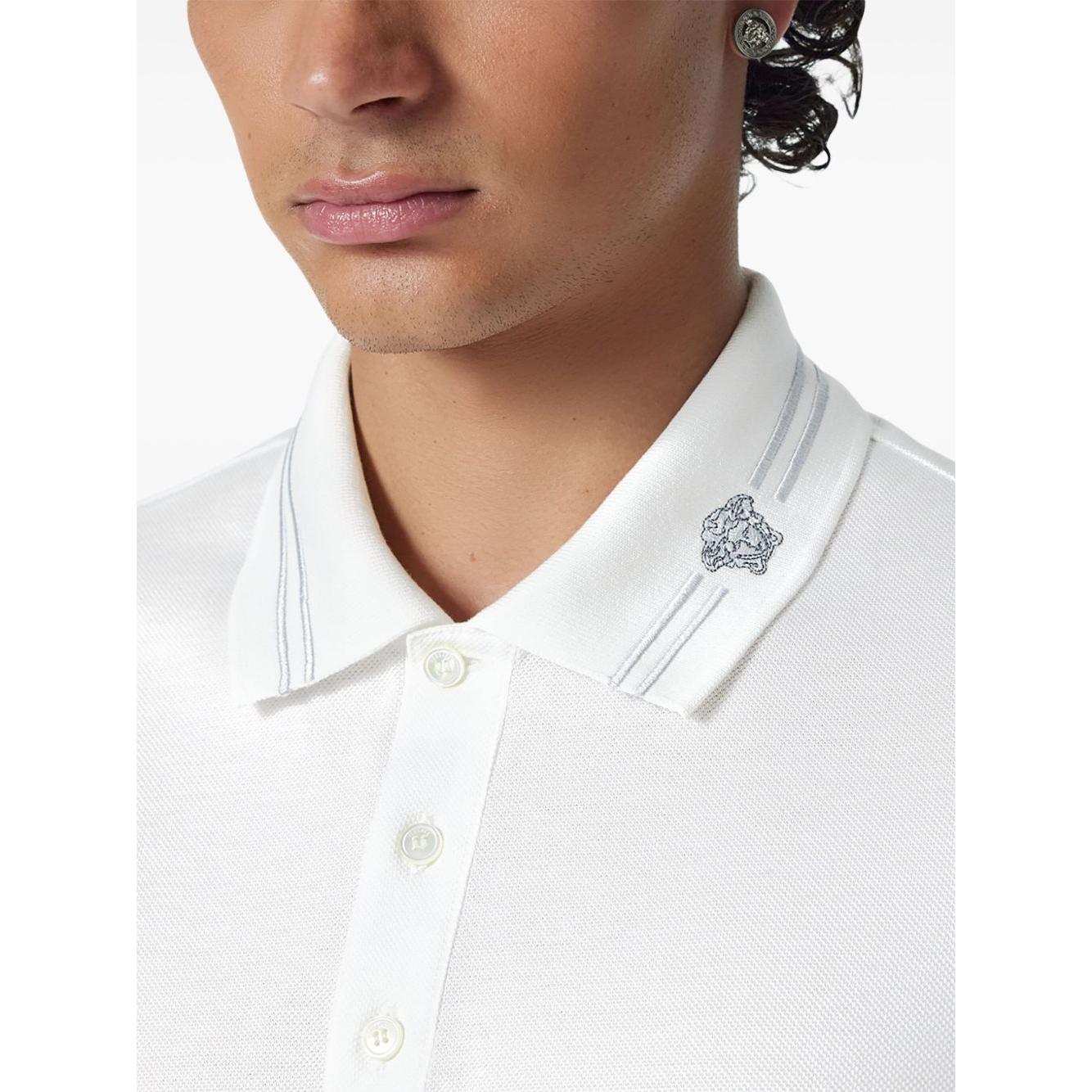 Versace Medusa embroidered polo Topwear Versace Antique White