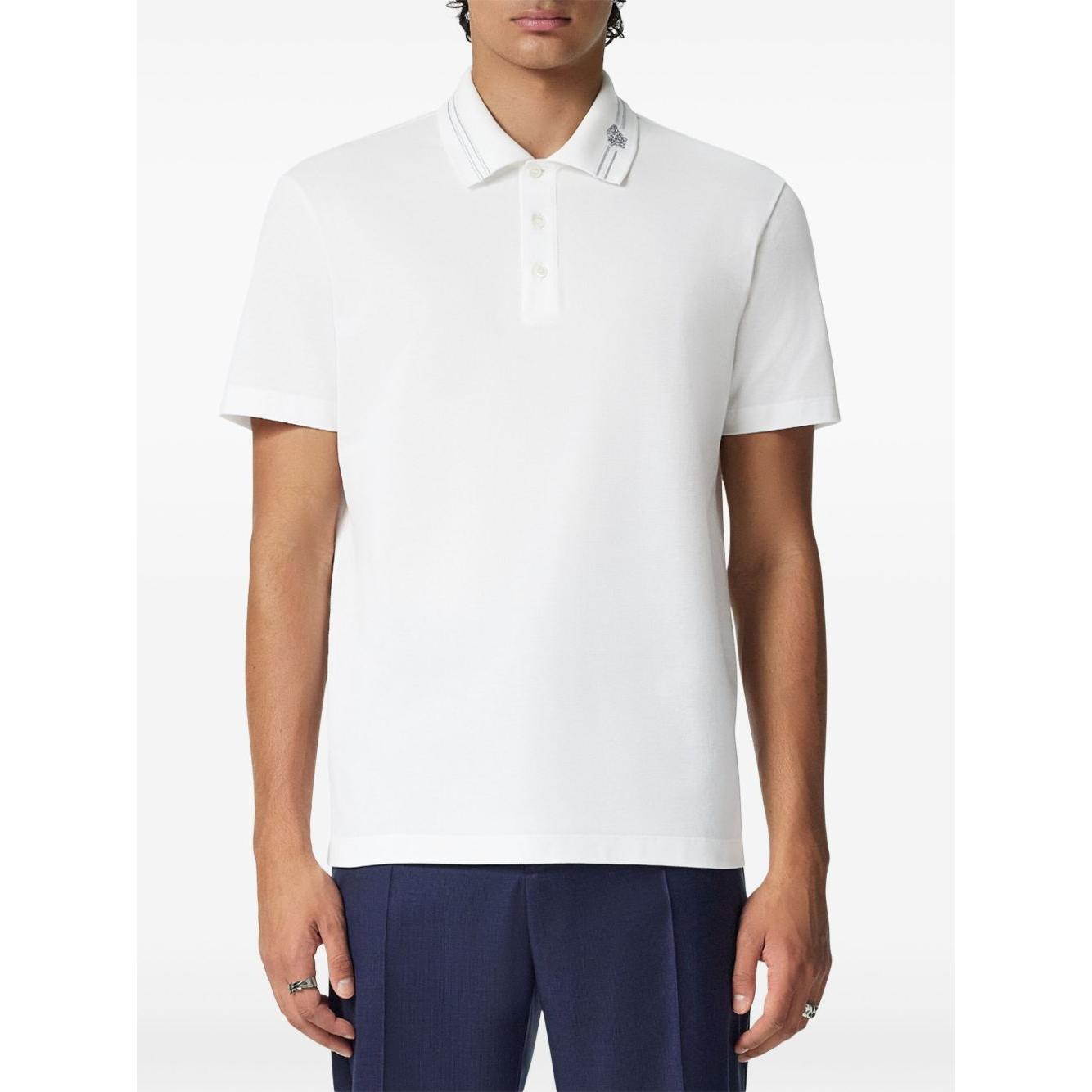 Versace Medusa embroidered polo Topwear Versace White Smoke