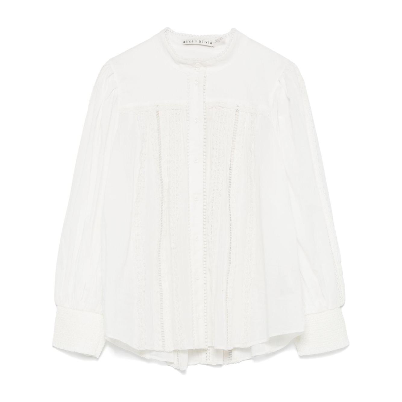 Alice + Olivia Cora Cotton Blouse Shirts Alice + Olivia White Smoke