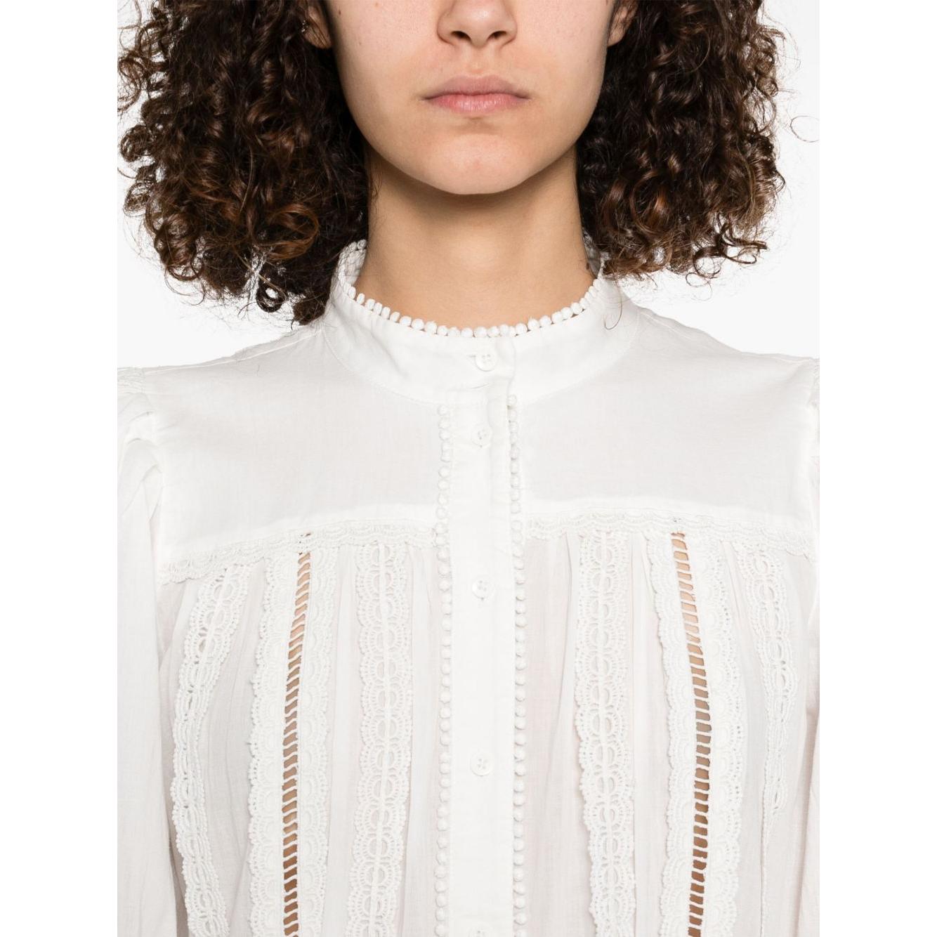 Alice + Olivia Cora Cotton Blouse Shirts Alice + Olivia Antique White