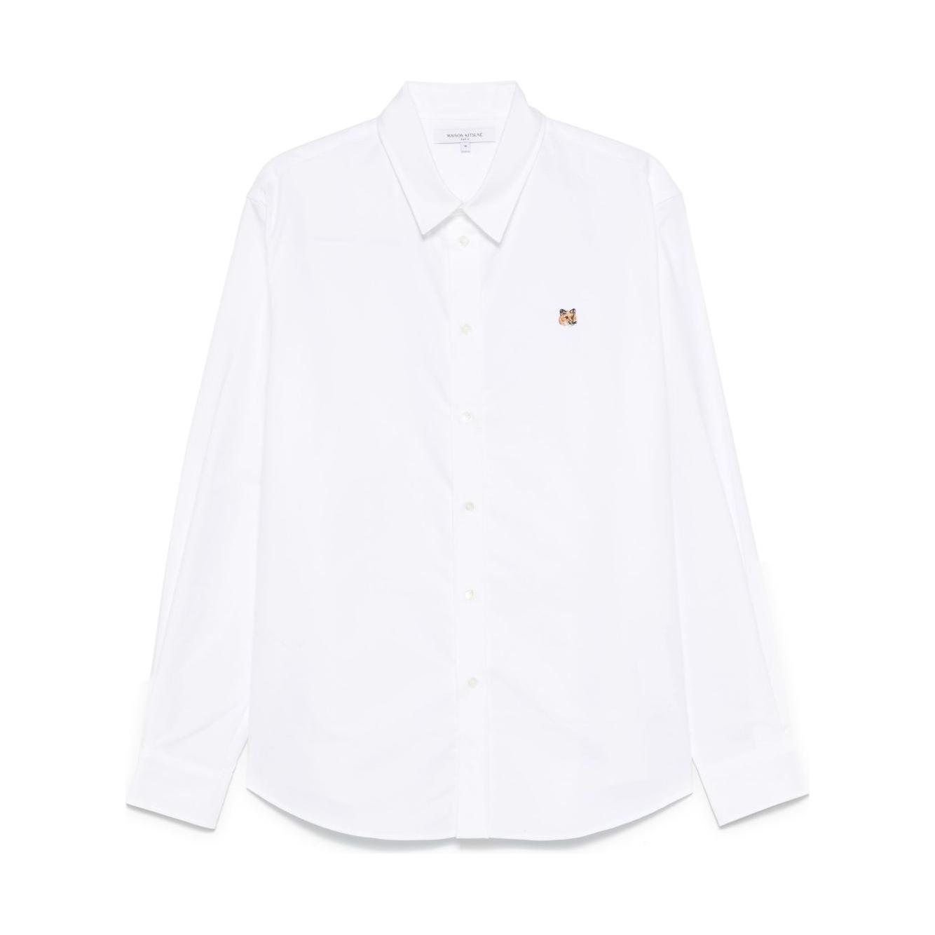 Maison Kitsune classic shirt wth fox head logo Shirts Maison Kitsune White Smoke