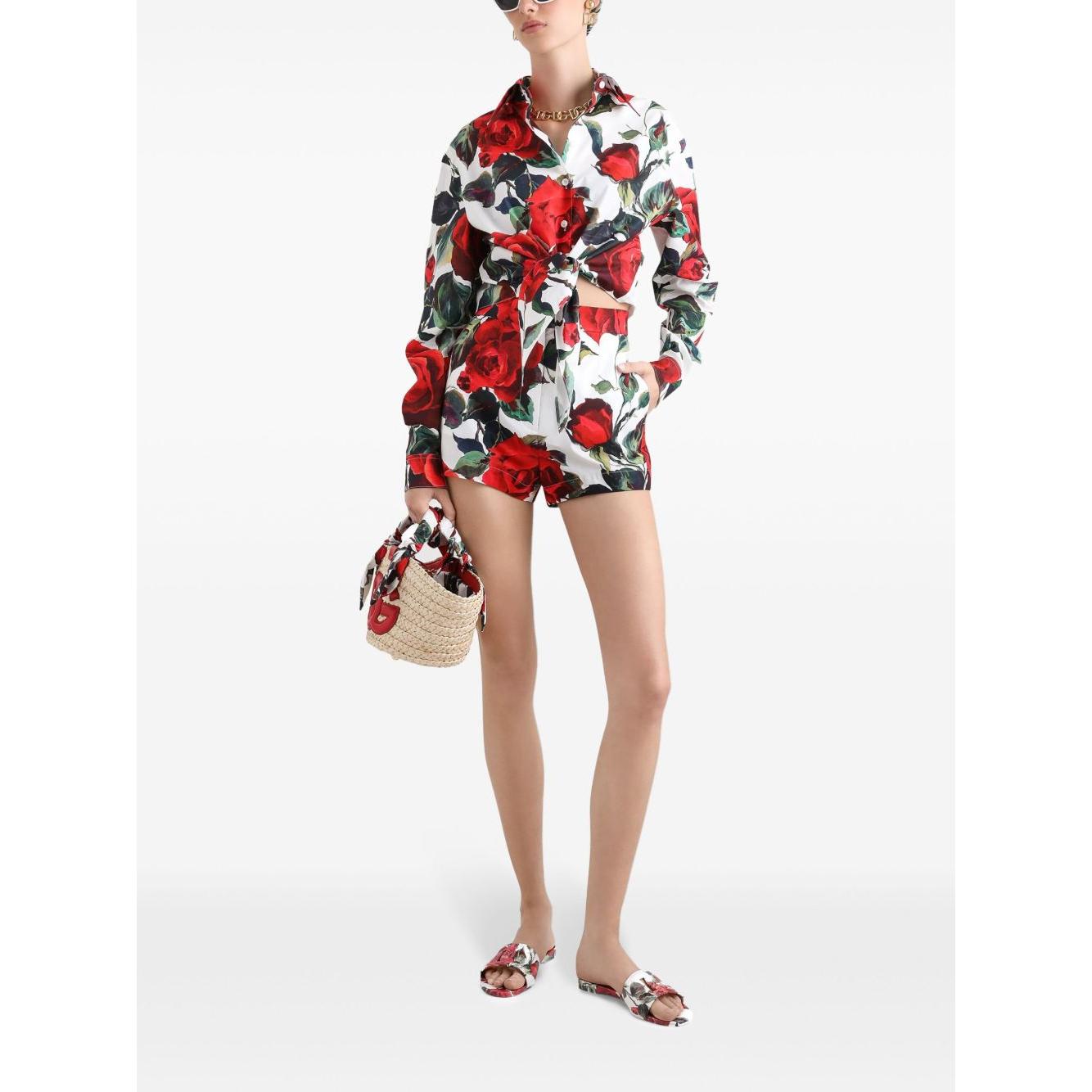 Dolce & Gabbana rose print cotton shirts Short trousers Dolce & Gabbana White Smoke
