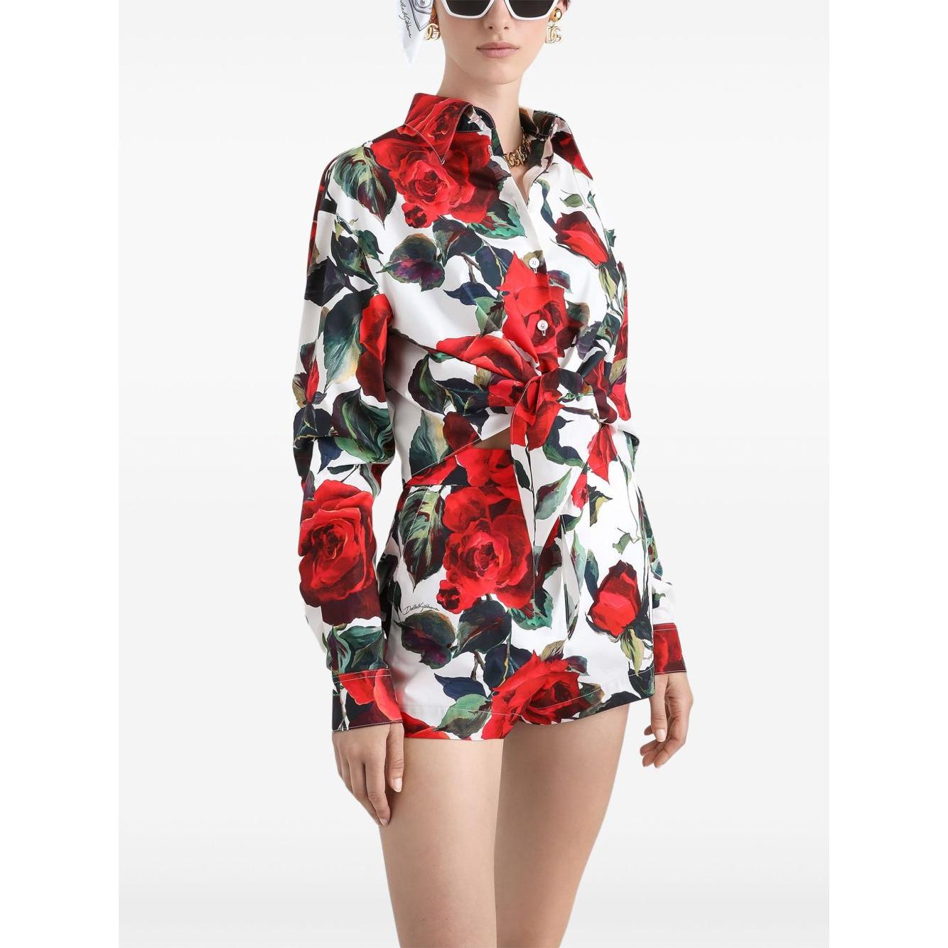 Dolce & Gabbana rose print cotton shirts Short trousers Dolce & Gabbana White Smoke