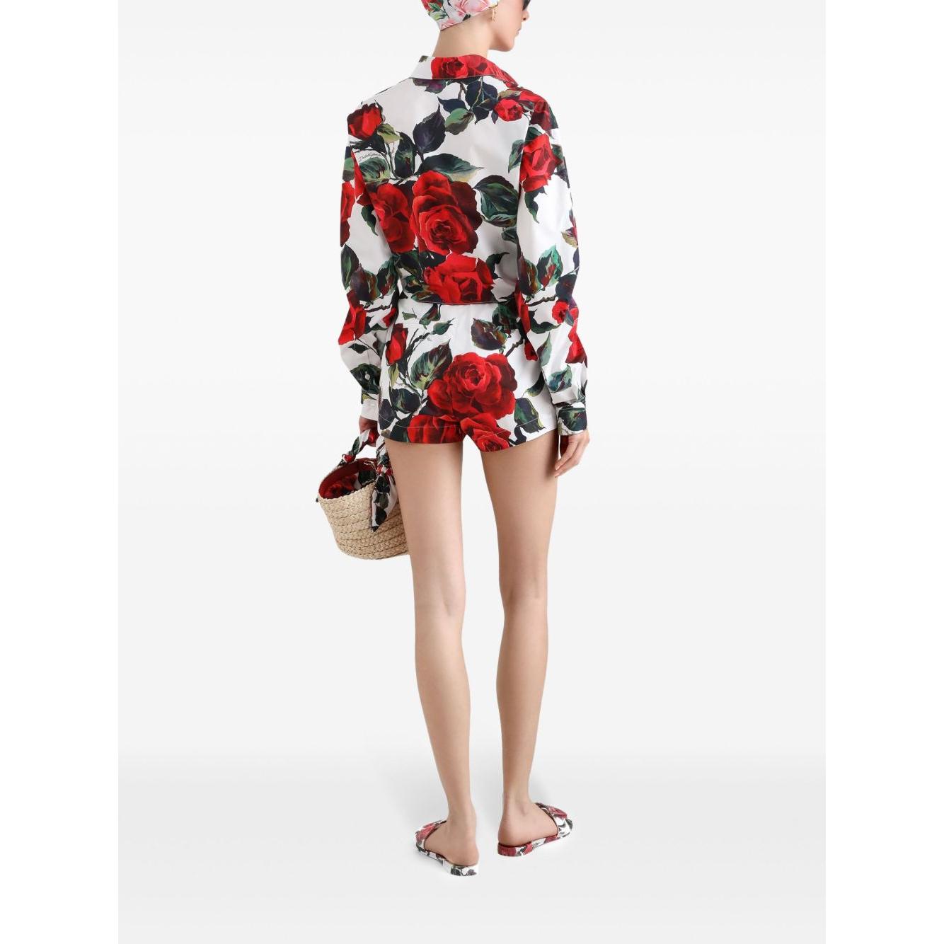 Dolce & Gabbana rose print cotton shirts Short trousers Dolce & Gabbana White Smoke
