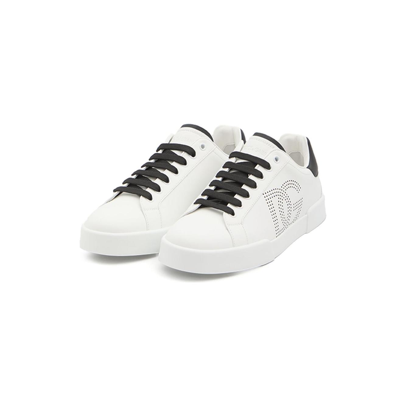 Dolce & Gabbana Portofino perforated-logo leather sneakers Sneakers Dolce & Gabbana Beige