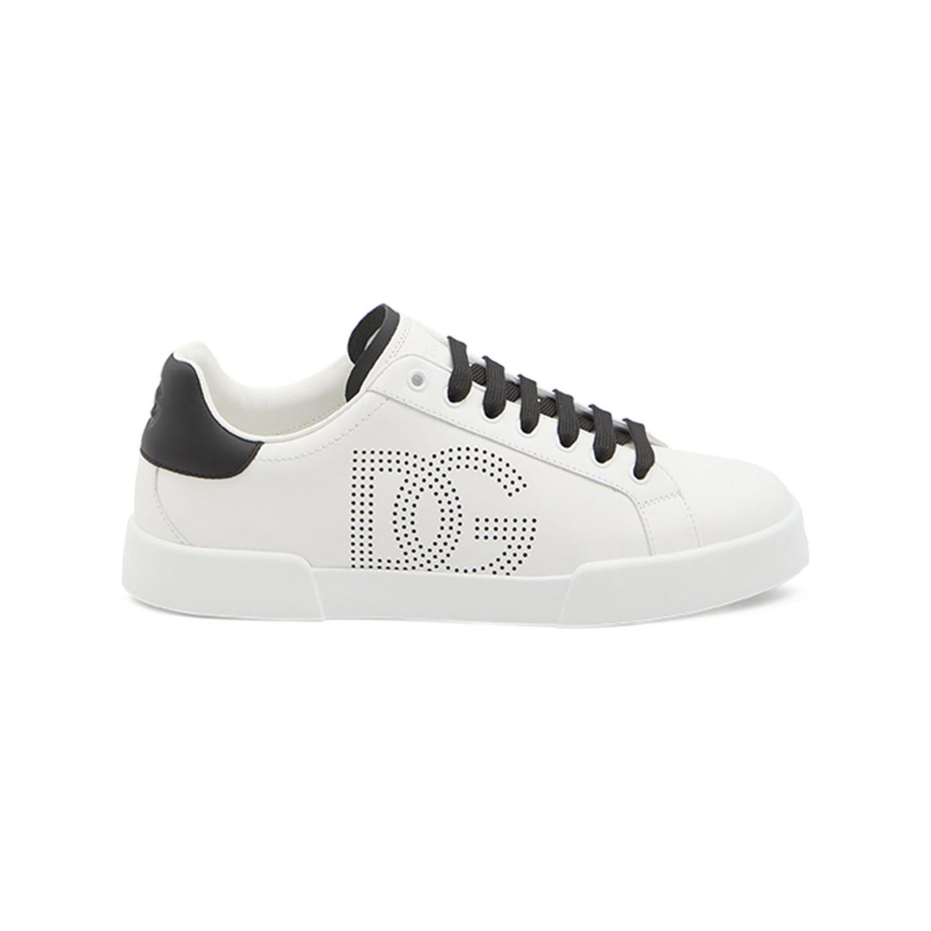 Dolce & Gabbana Portofino perforated-logo leather sneakers Sneakers Dolce & Gabbana Light Gray