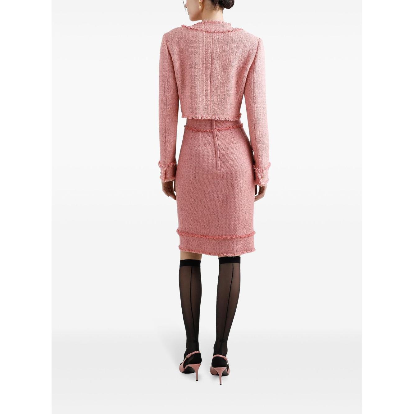 Dolce & Gabbana Short raschel tweed jacket in Pink Jackets Dolce & Gabbana White Smoke