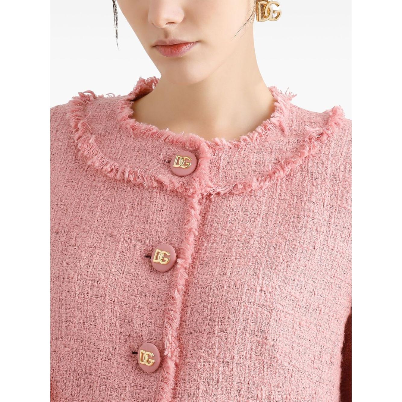 Dolce & Gabbana Short raschel tweed jacket in Pink Jackets Dolce & Gabbana Light Pink
