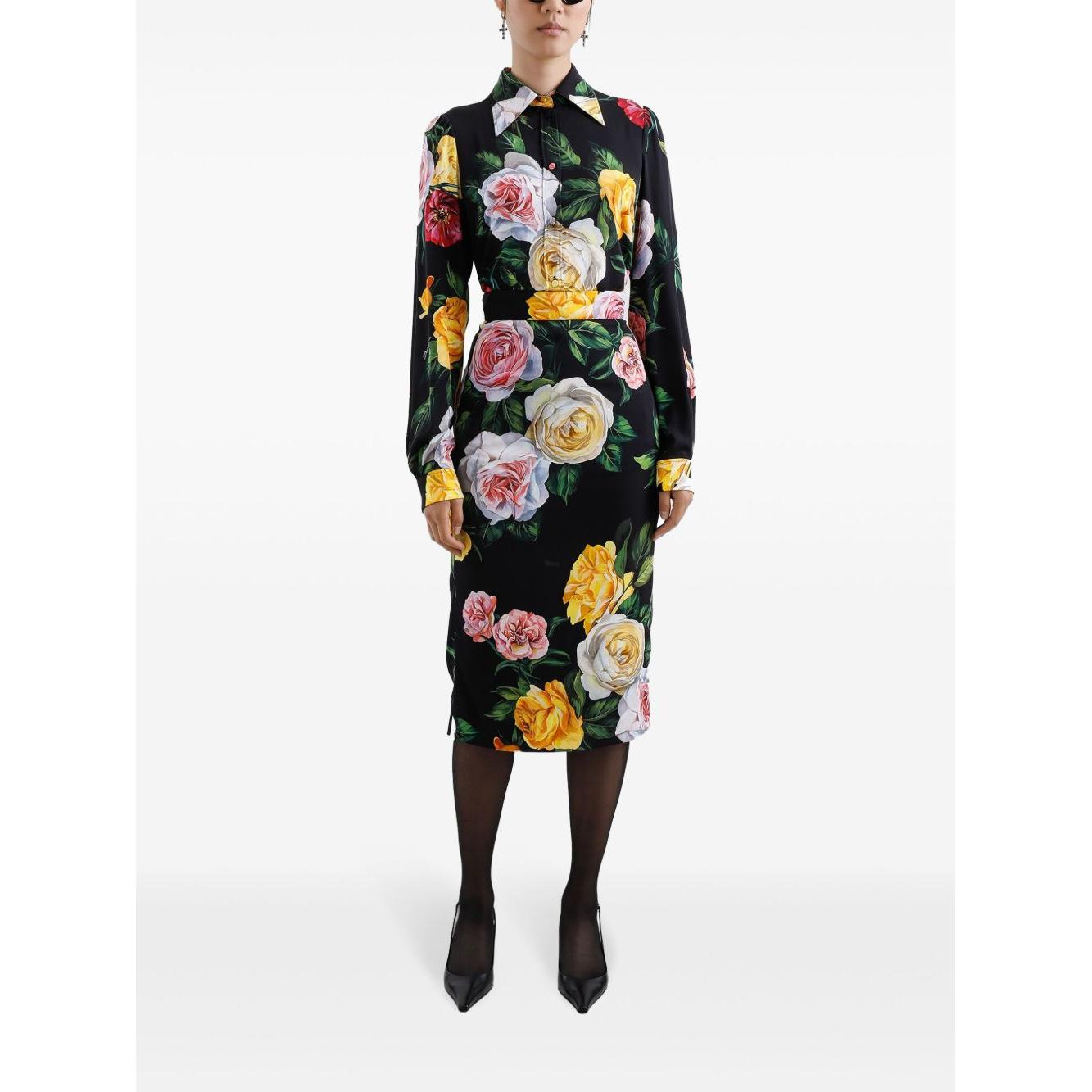 Dolce & Gabbana Floral silk-blend charmeuse midi skirt Skirts Dolce & Gabbana White Smoke