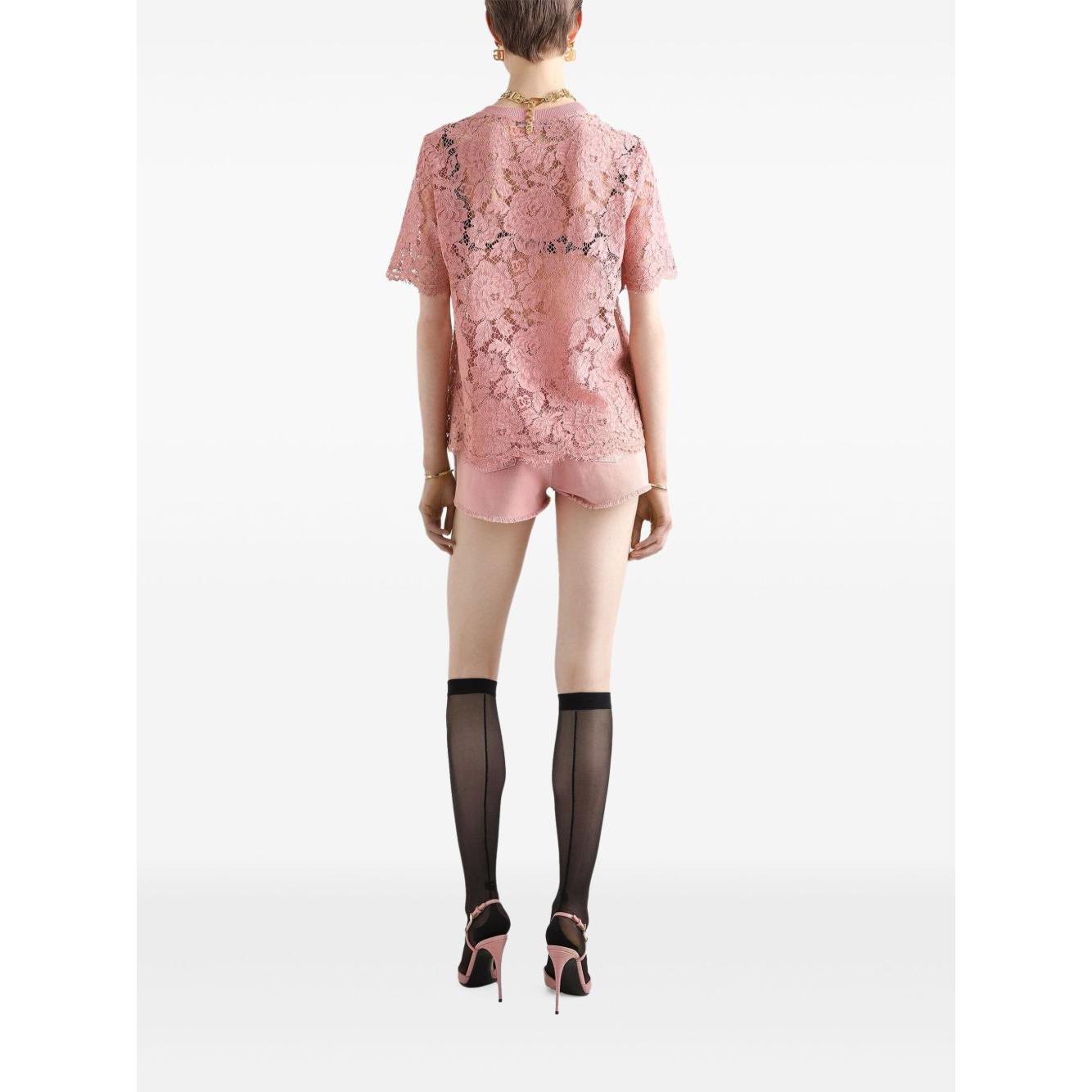 Dolce & Gabbana corded lace short sleeved T-shirt Topwear Dolce & Gabbana White Smoke