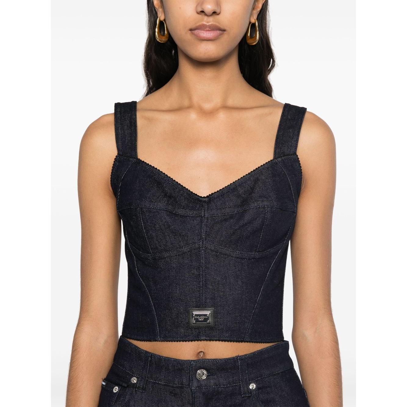 Dolce & Gabbana denim corset top Topwear Dolce & Gabbana Dark Slate Gray