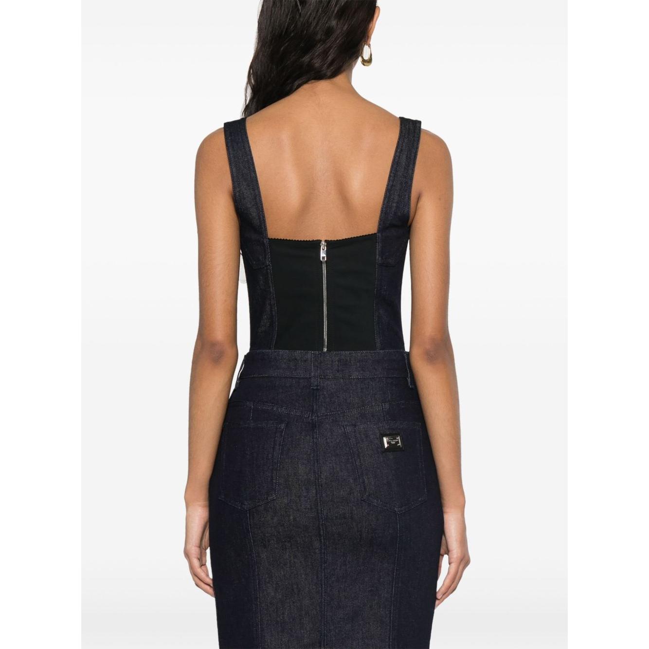 Dolce & Gabbana denim corset top Topwear Dolce & Gabbana White Smoke