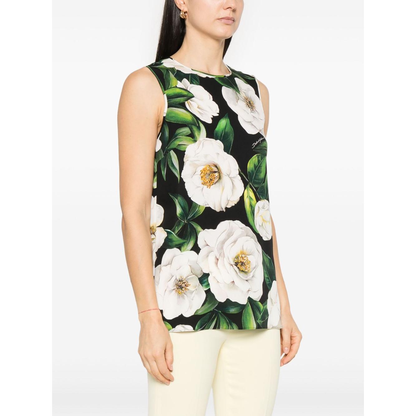 Dolce & Gabbana Floral silk-blend charmeuse top